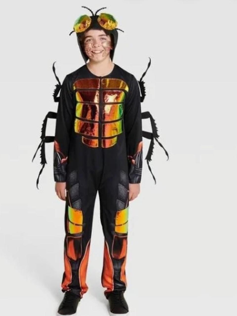 Hyde and EEK Kids Beetle Bug Costume  Black Orange Insect  Jumpsuit Size S(6/7)